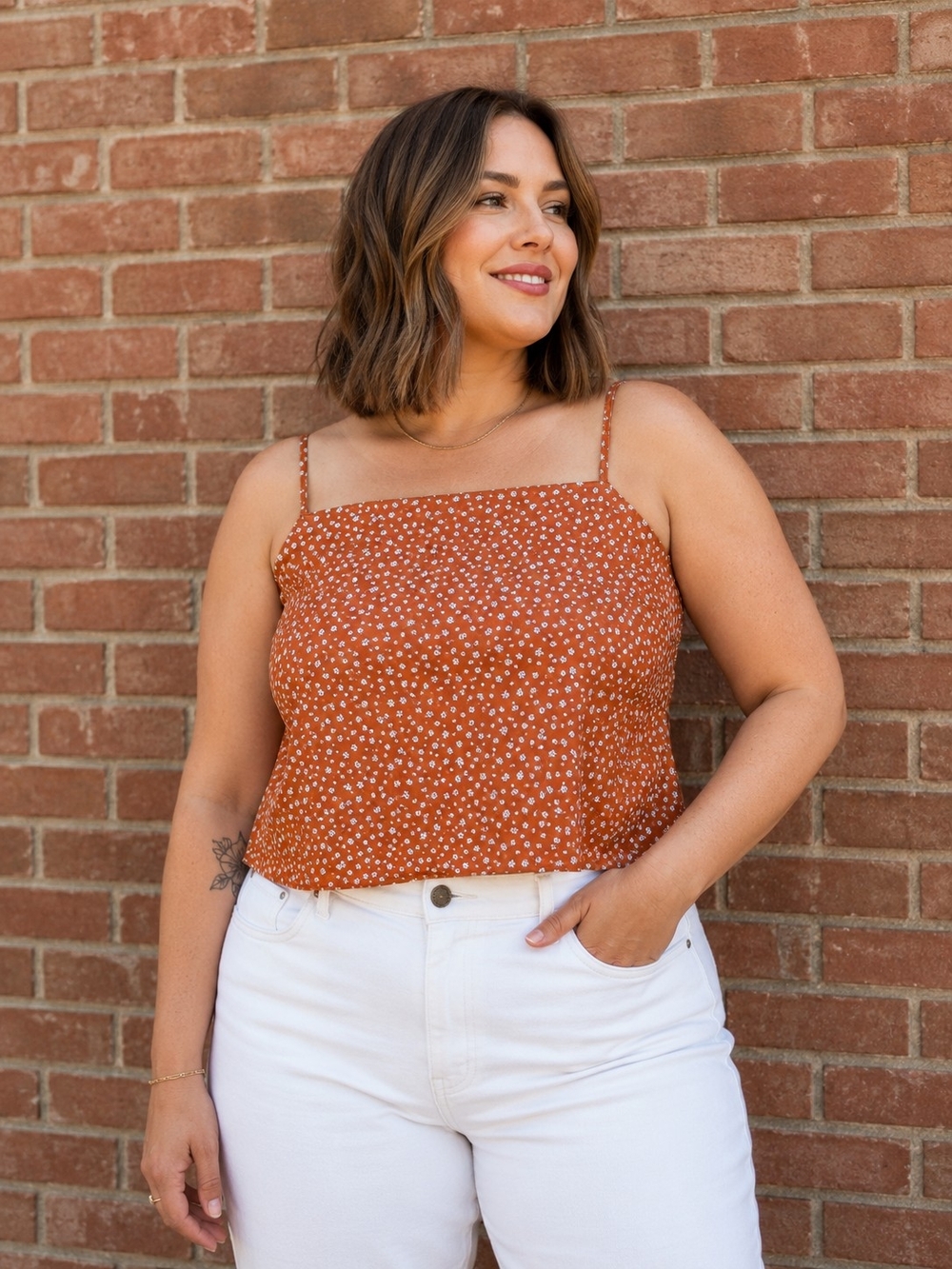 Levi's NEW Plus Size 2x: Rust Floral Square Neck Cami